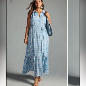 Anthropologie Plaid Maxi Dress